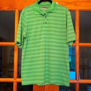 Pebble Beach Performance Men's Polo in Green Stripes Large Golf
